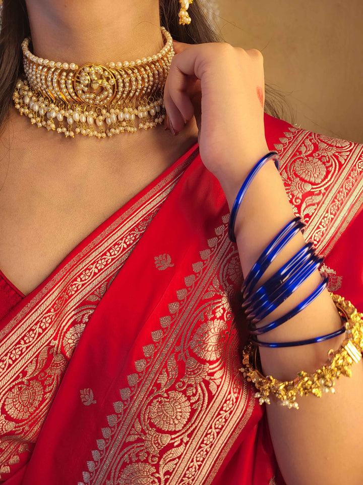 Sahiba White Jadau Pearl Choker Sangeet Necklace