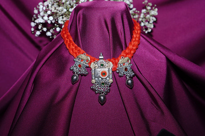 Nidhivan Braided Temple Silver Necklace