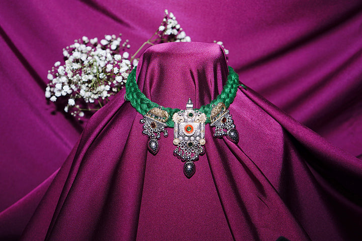 Nidhivan Braided Temple Silver Necklace