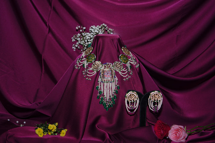 Manohar Temple Polki Necklace