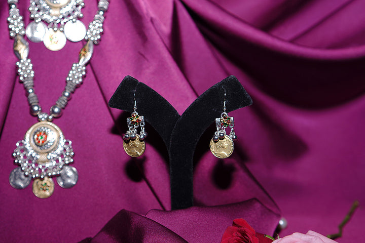 Ambe Shakti Gujarati Silver Coins Necklace