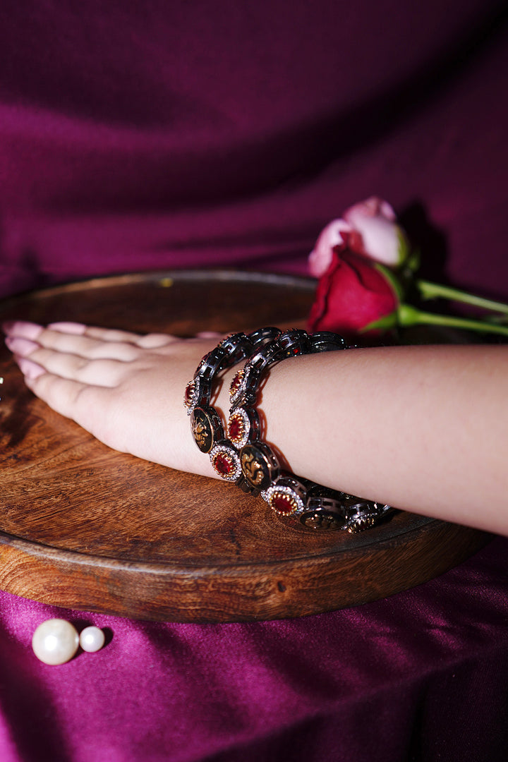 Sabina Multicolored Polki Meenakari Bangles