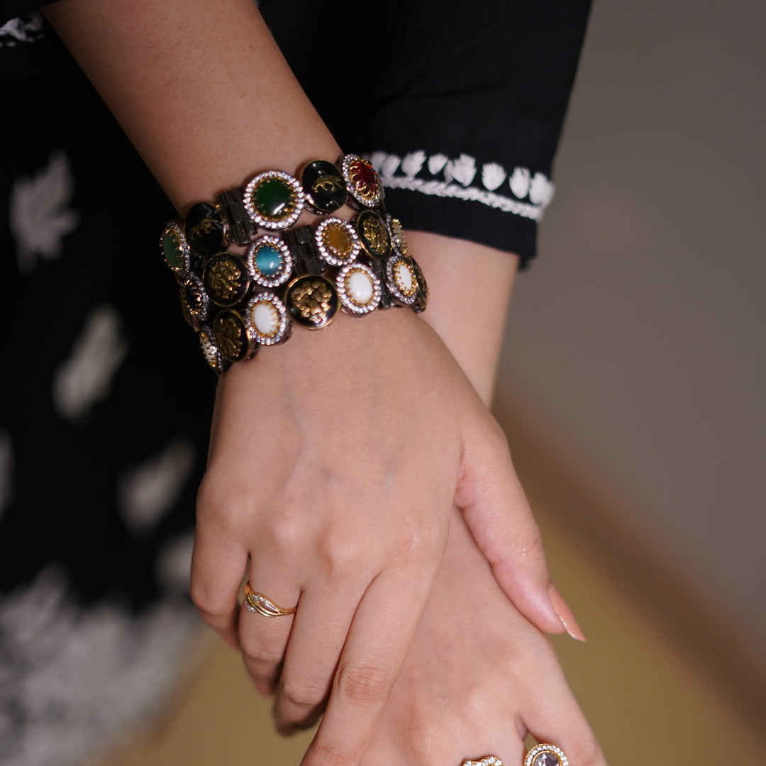 Sabina Multicolored Polki Meenakari Bangles