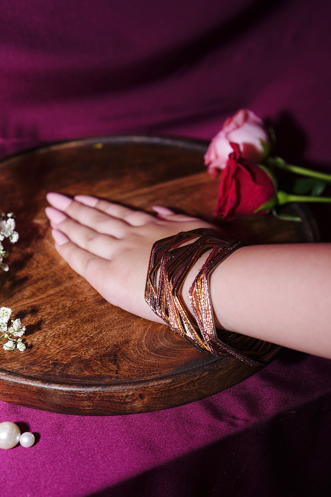Nayani Dailywear Hexagon Copper Silver Bangles