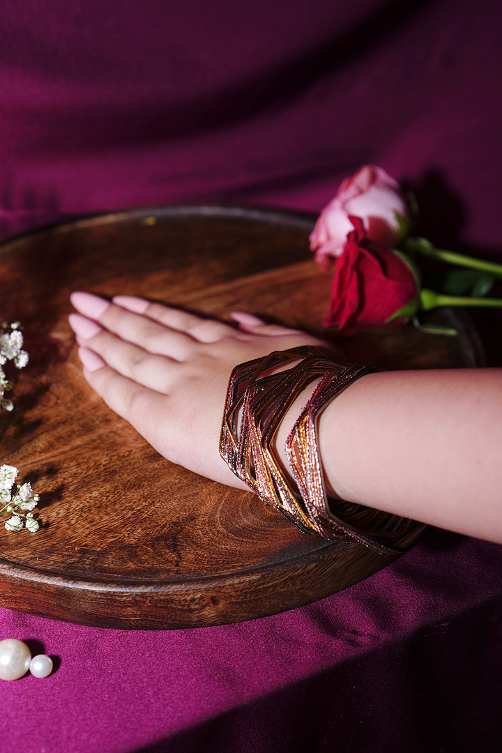 Nayani Dailywear Hexagon Copper Silver Bangles
