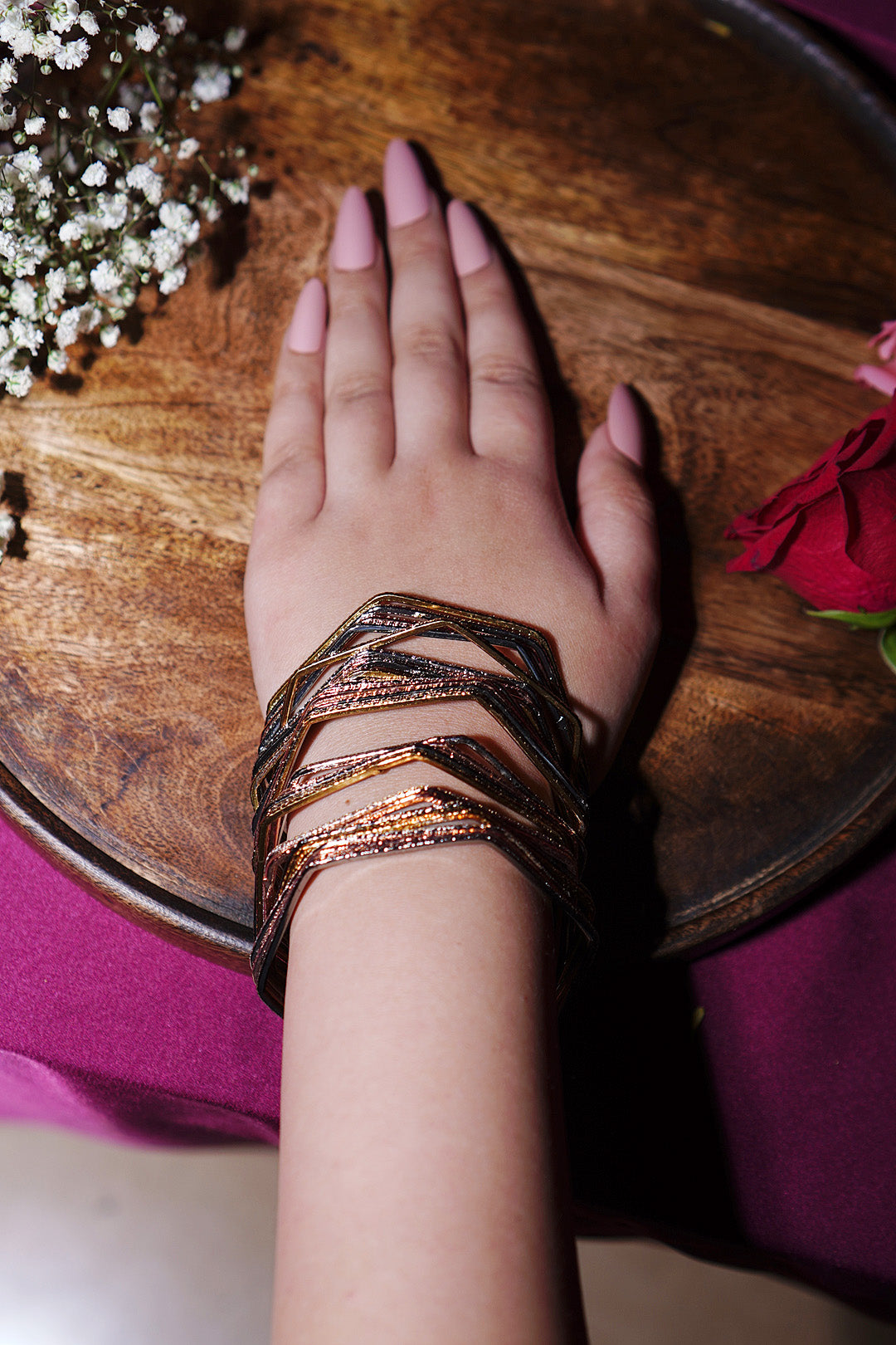 Nayani Dailywear Hexagon Copper Silver Bangles