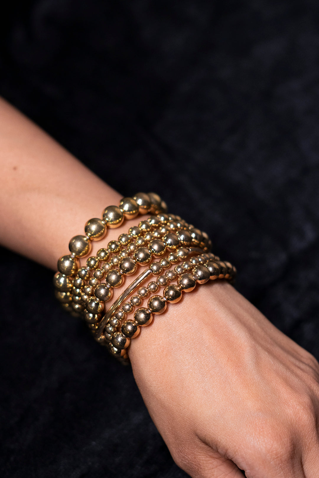 Golden Pearl Heart Charm Lightweight Stack Bracelet