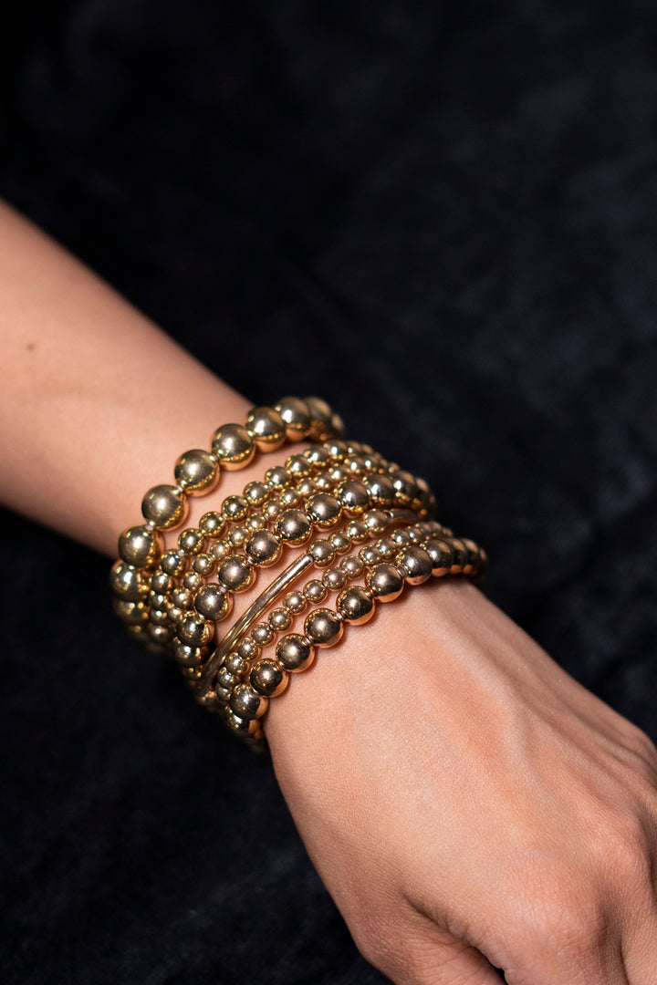 Golden Pearl Heart Charm Lightweight Stack Bracelet