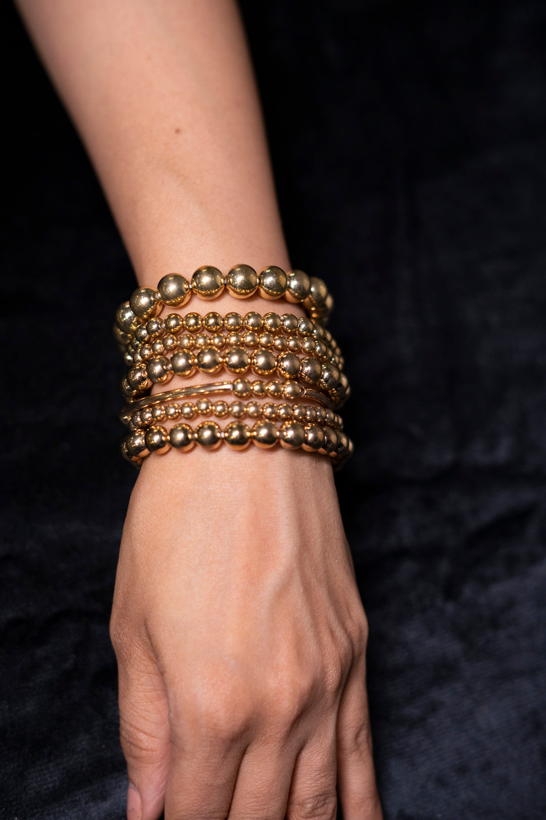 Golden Pearl Heart Charm Lightweight Stack Bracelet