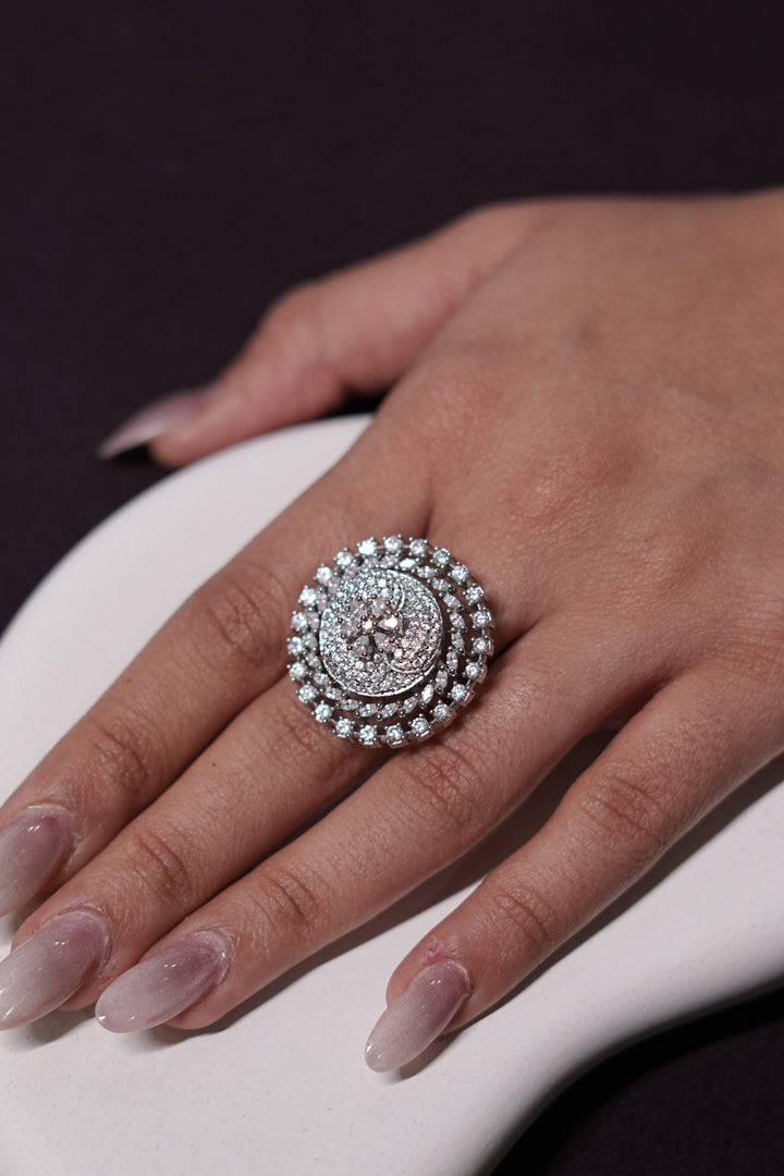 Avon Floral Diamond Adjustable Ring