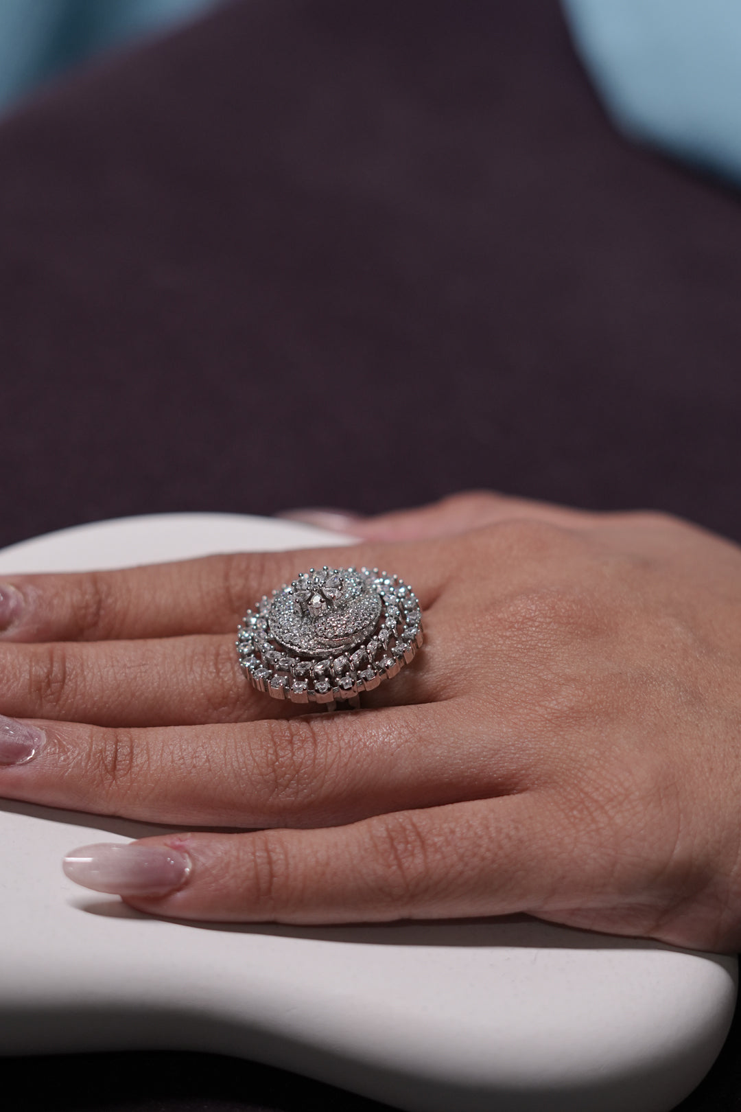 Avon Floral Diamond Adjustable Ring