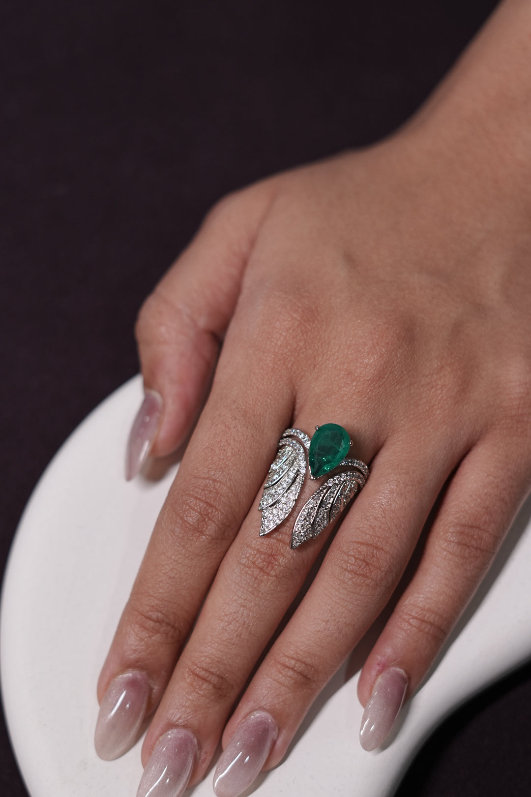 Wings Of Grace Emerald Ring