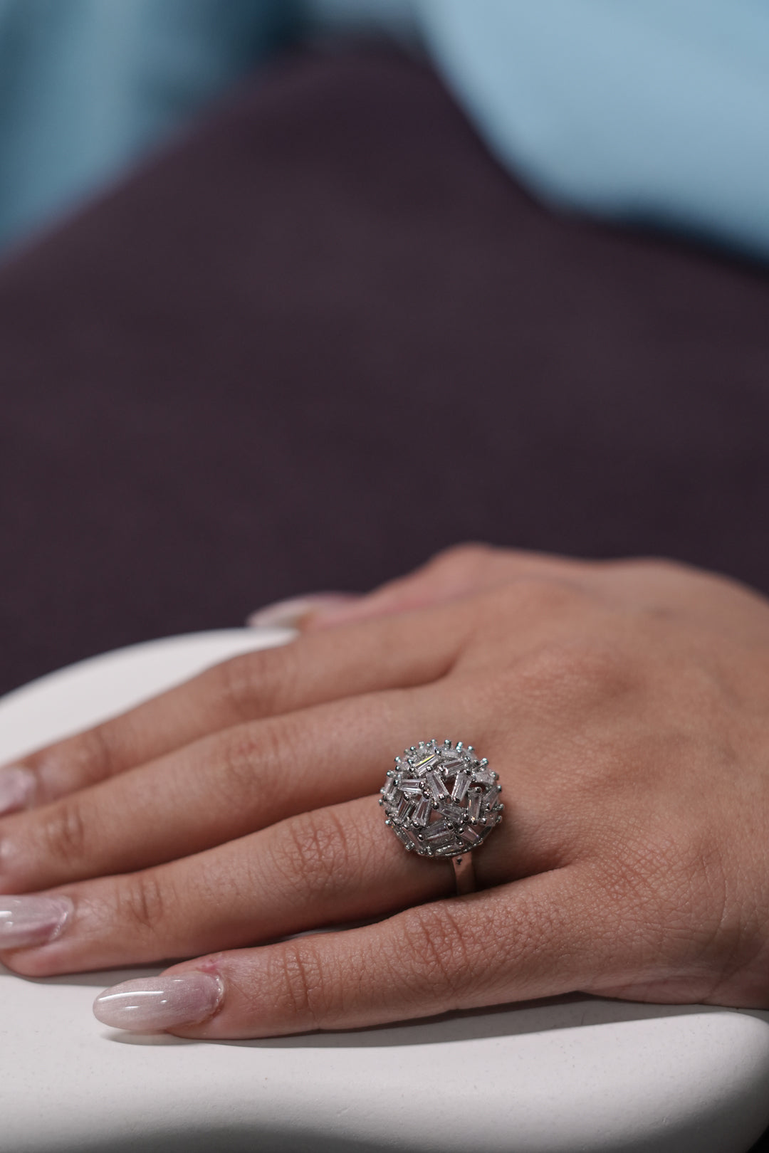 Himavan Diamond Crystal Ball Ring