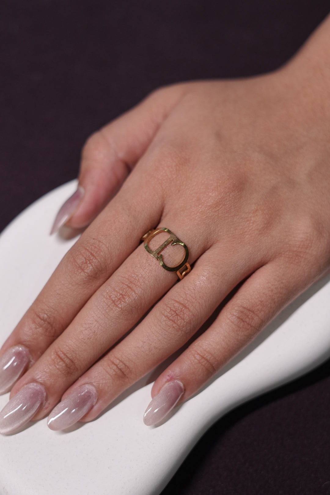 Golden Letter Adjustable Ring