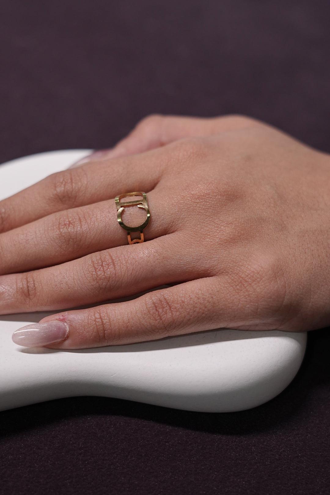 Golden Letter Adjustable Ring