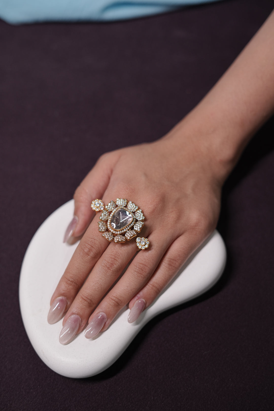 Chandrika Flower Golden Polki Ring