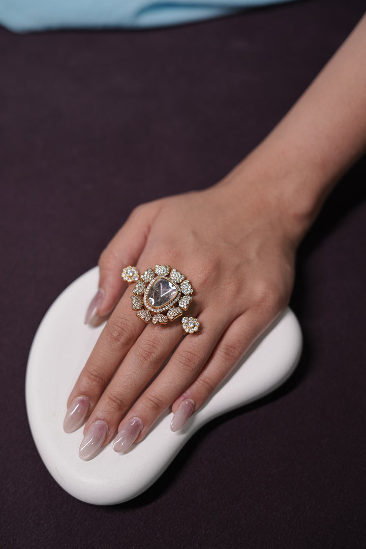 Chandrika Flower Golden Polki Ring