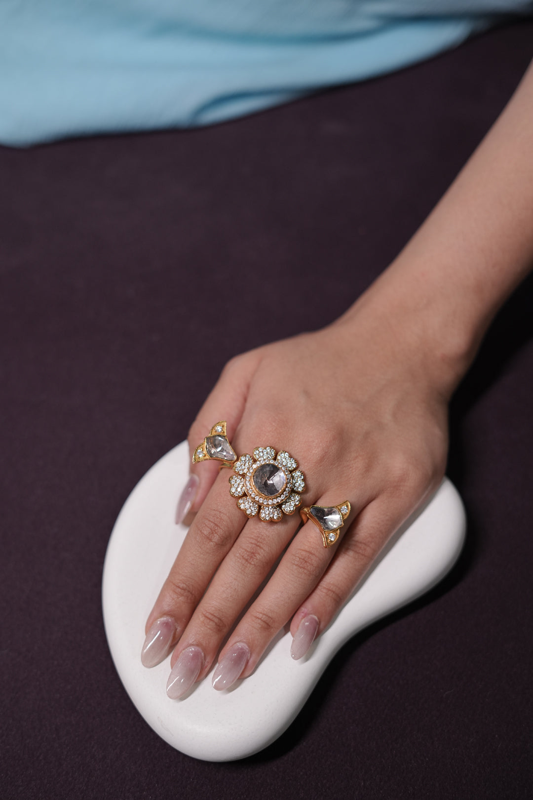 Maharani Meenakshi Three-Finger Polki Ring