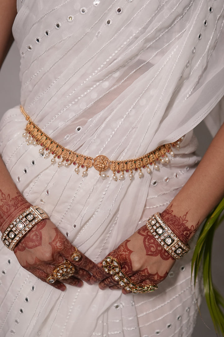 Anantshri Golden Pearl Drop Temple Kamarbandh