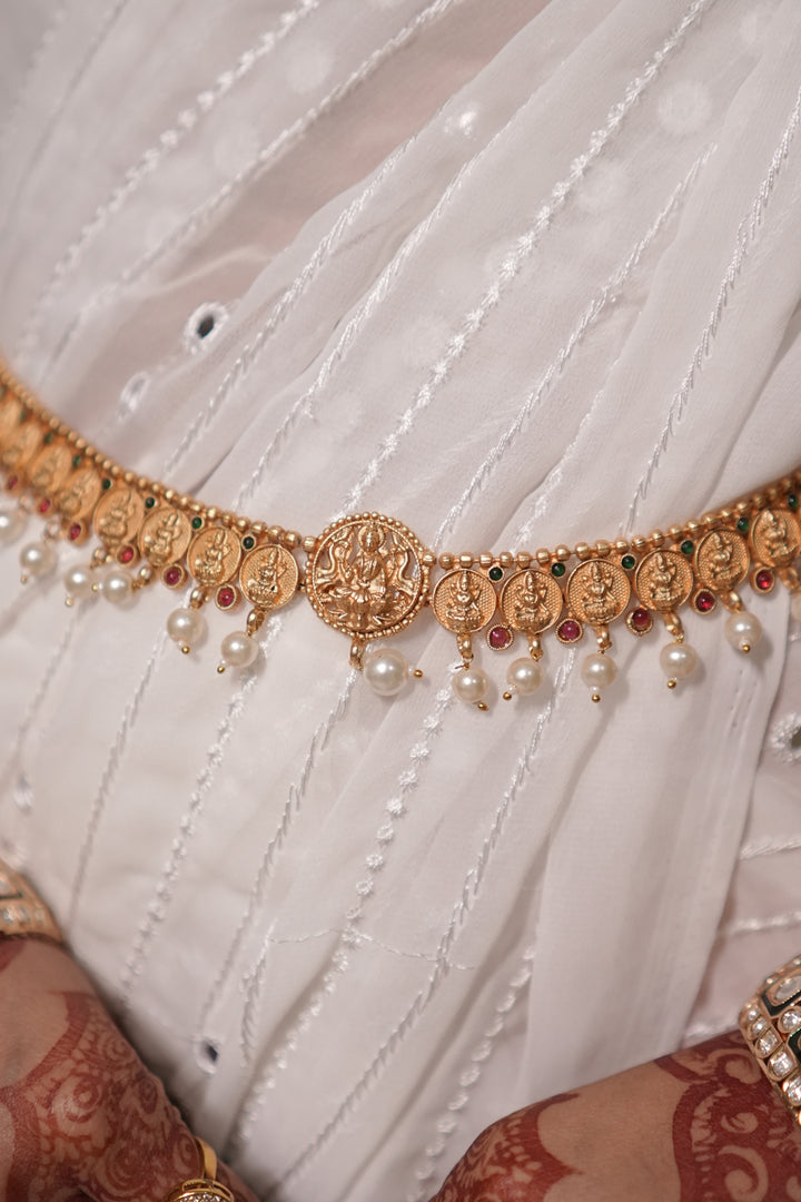 Anantshri Golden Pearl Drop Temple Kamarbandh