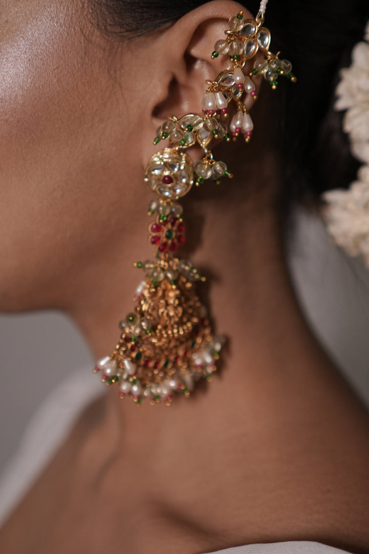Swarna Shringar Pearl Long Boho Dangler Earrings