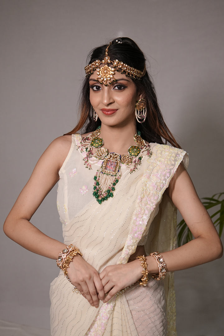 Manohar Temple Polki Necklace