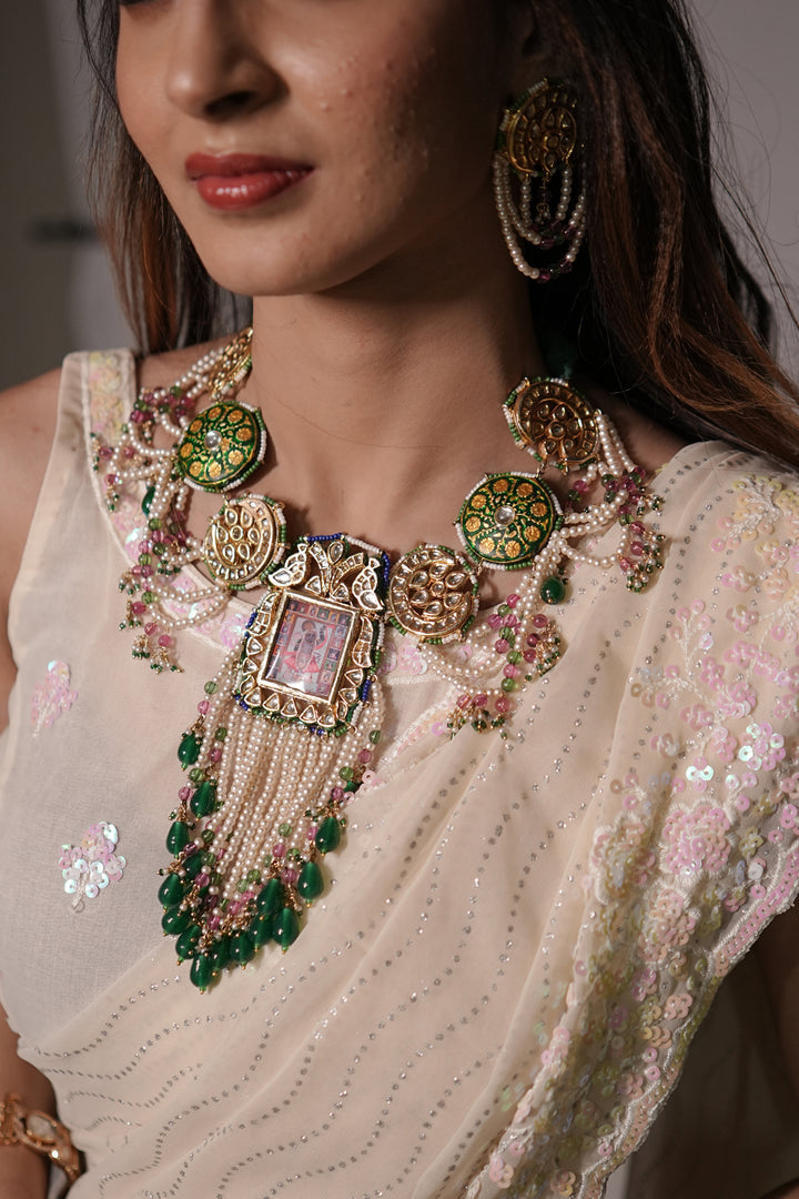 Manohar Temple Polki Necklace