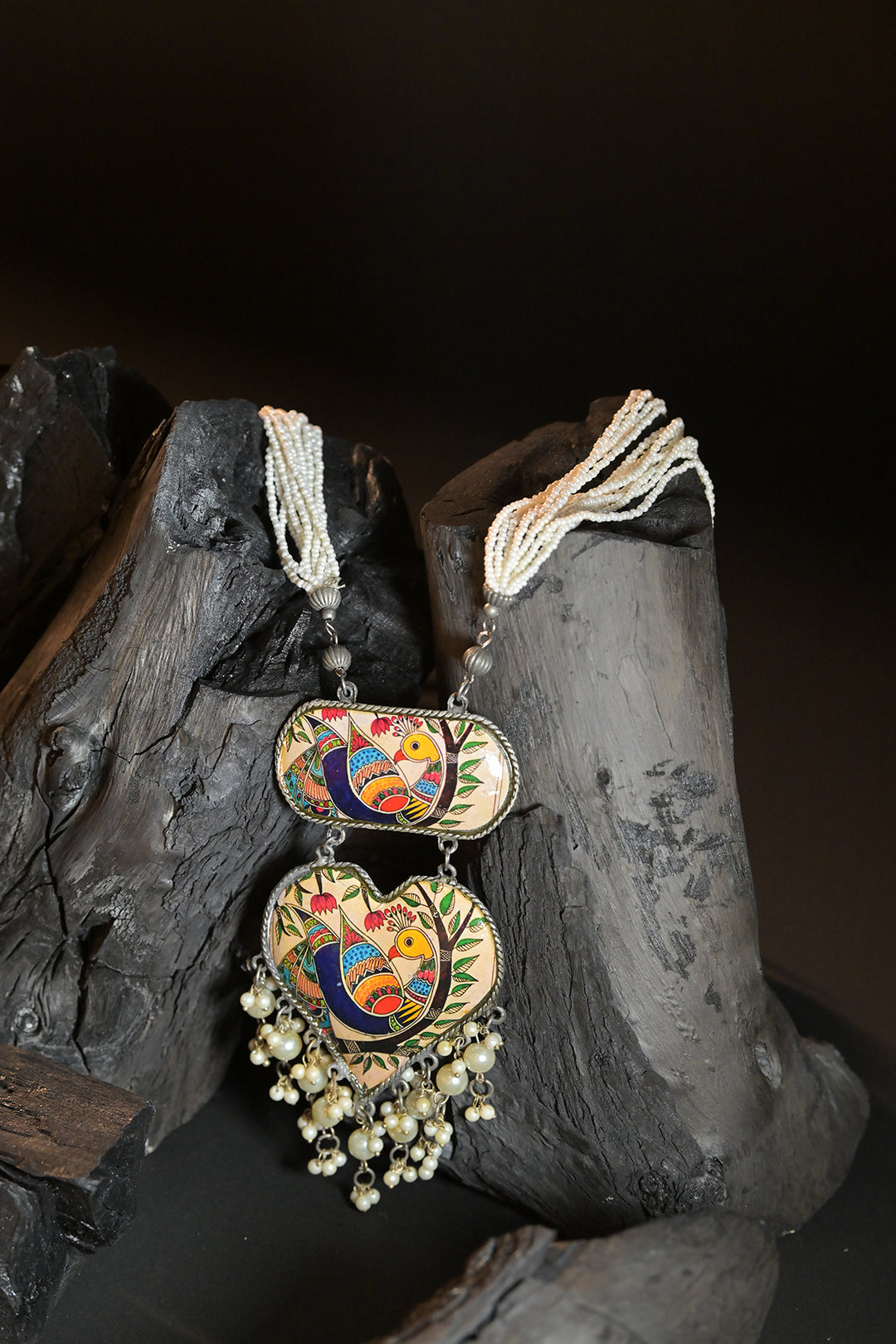 Madhubani Mayura Silver Necklace