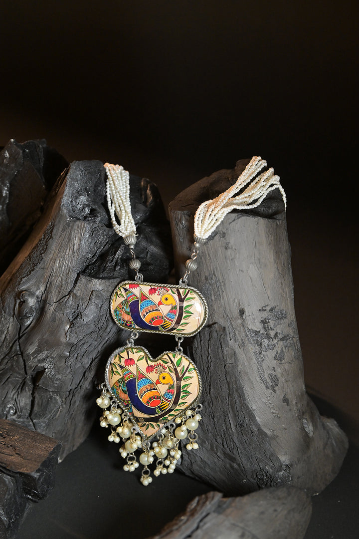 Madhubani Mayura Silver Necklace