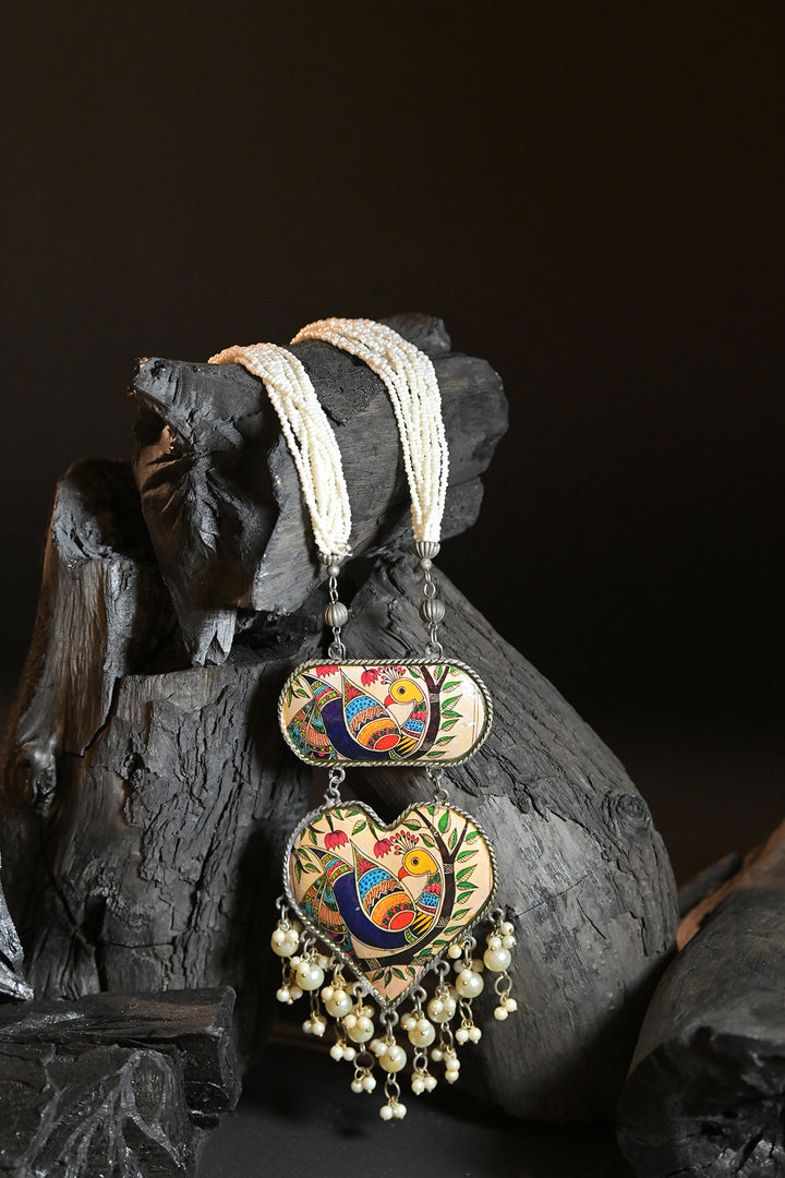 Madhubani Mayura Silver Necklace