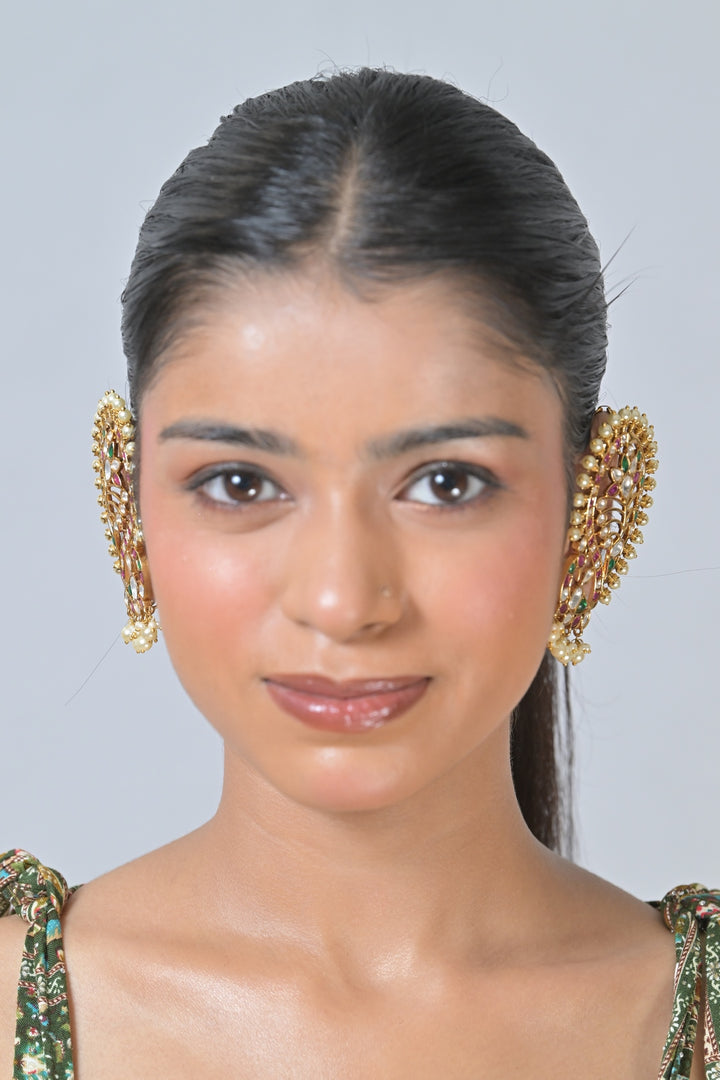 Meher Pearl Kundan Earcuff Jhumka Earring