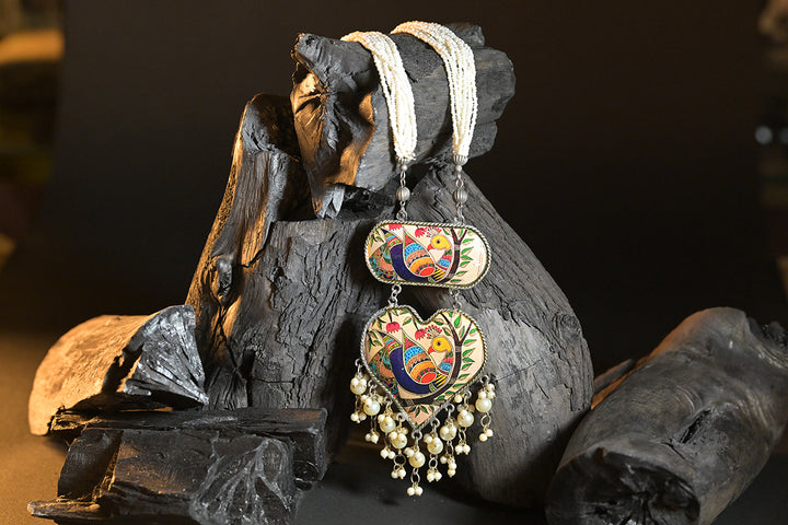 Madhubani Mayura Silver Necklace