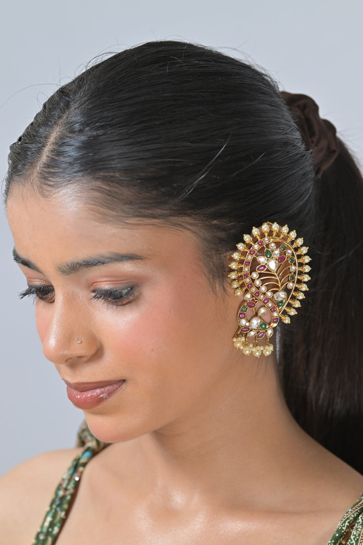 Meher Pearl Kundan Earcuff Jhumka Earring