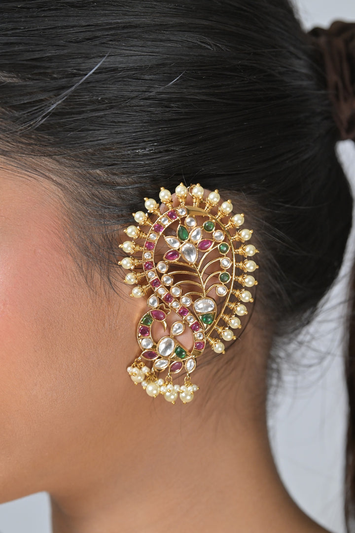 Meher Pearl Kundan Earcuff Jhumka Earring