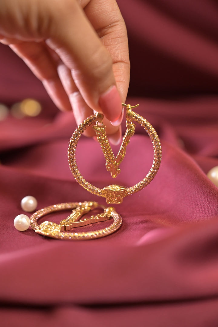 Rose Gold Cicle Hoops Earrings