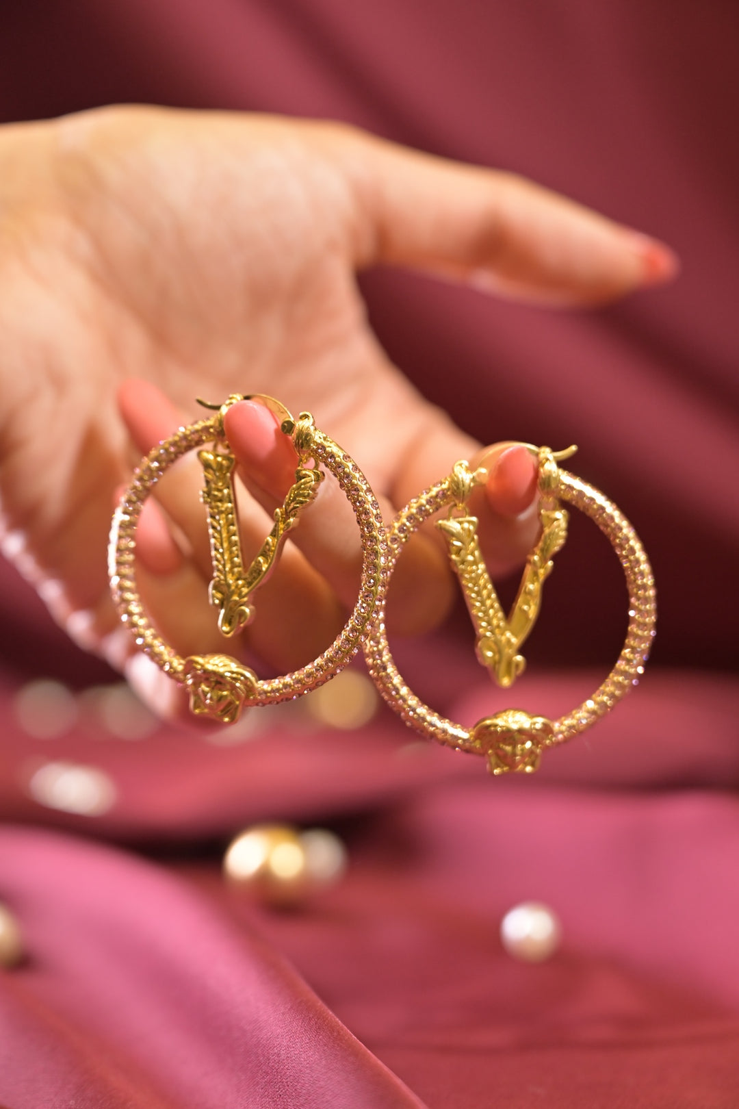 Rose Gold Cicle Hoops Earrings