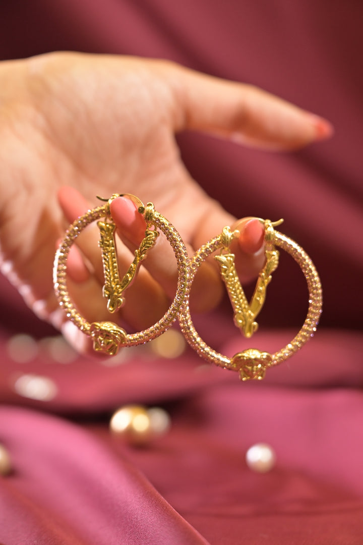 Rose Gold Cicle Hoops Earrings