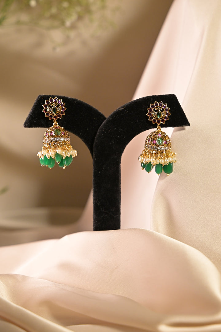 Radha Rani Ruby Green Temple Bridal Necklace