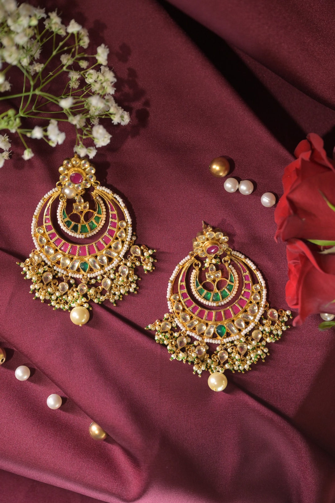 Heer Traditional Multicolored Chandbali Earrings