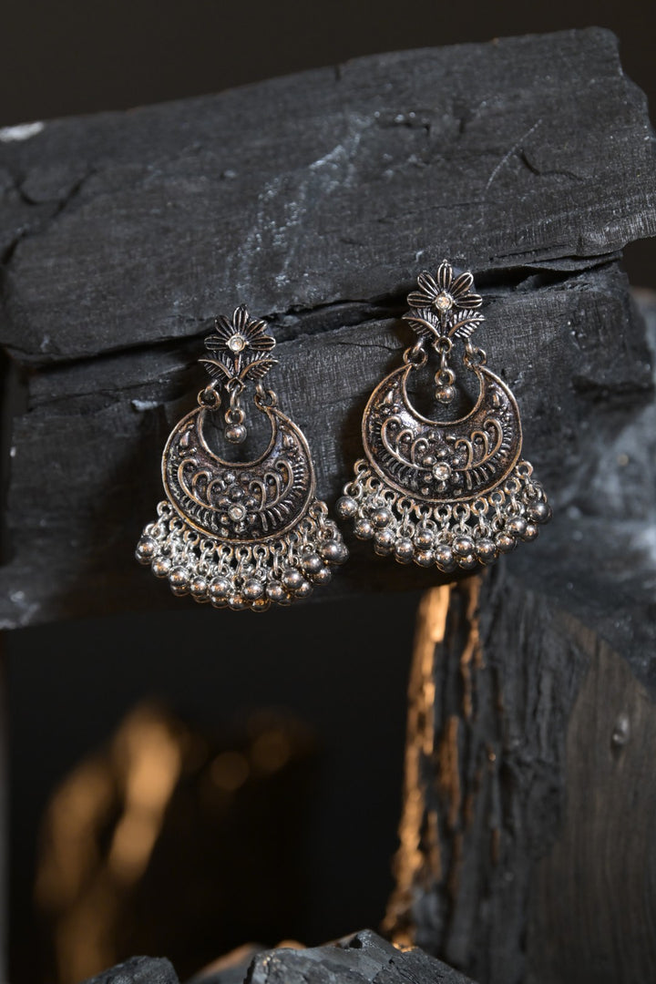 Chandika Chaandbali Silver Jhumka Earrings