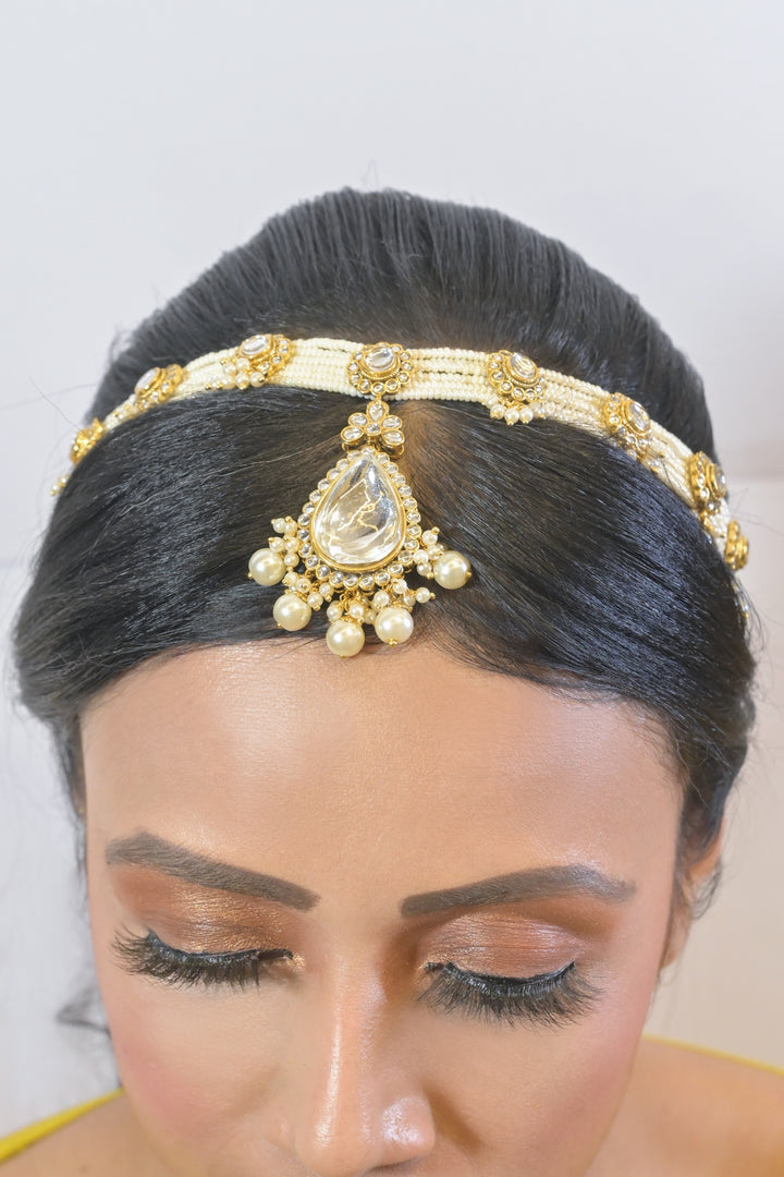 Saraswati Pearl Polki Mangtika With Sheeshpatti