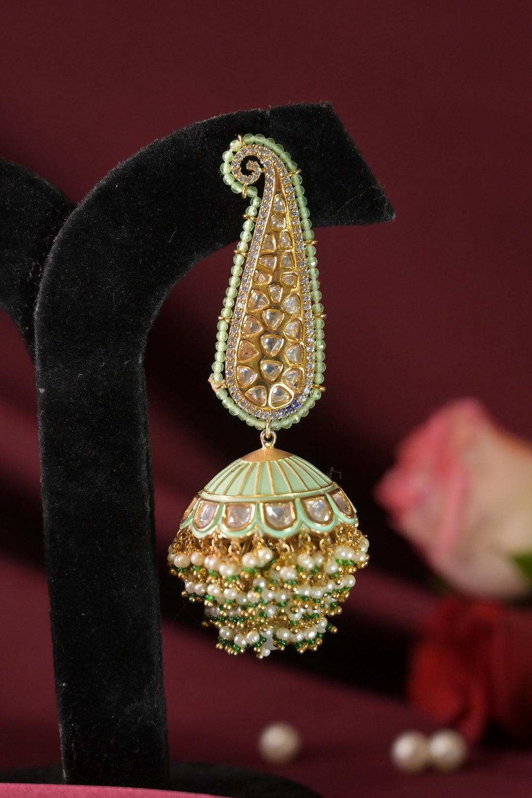 Chavi Mint Traditional Jhumka Earrings