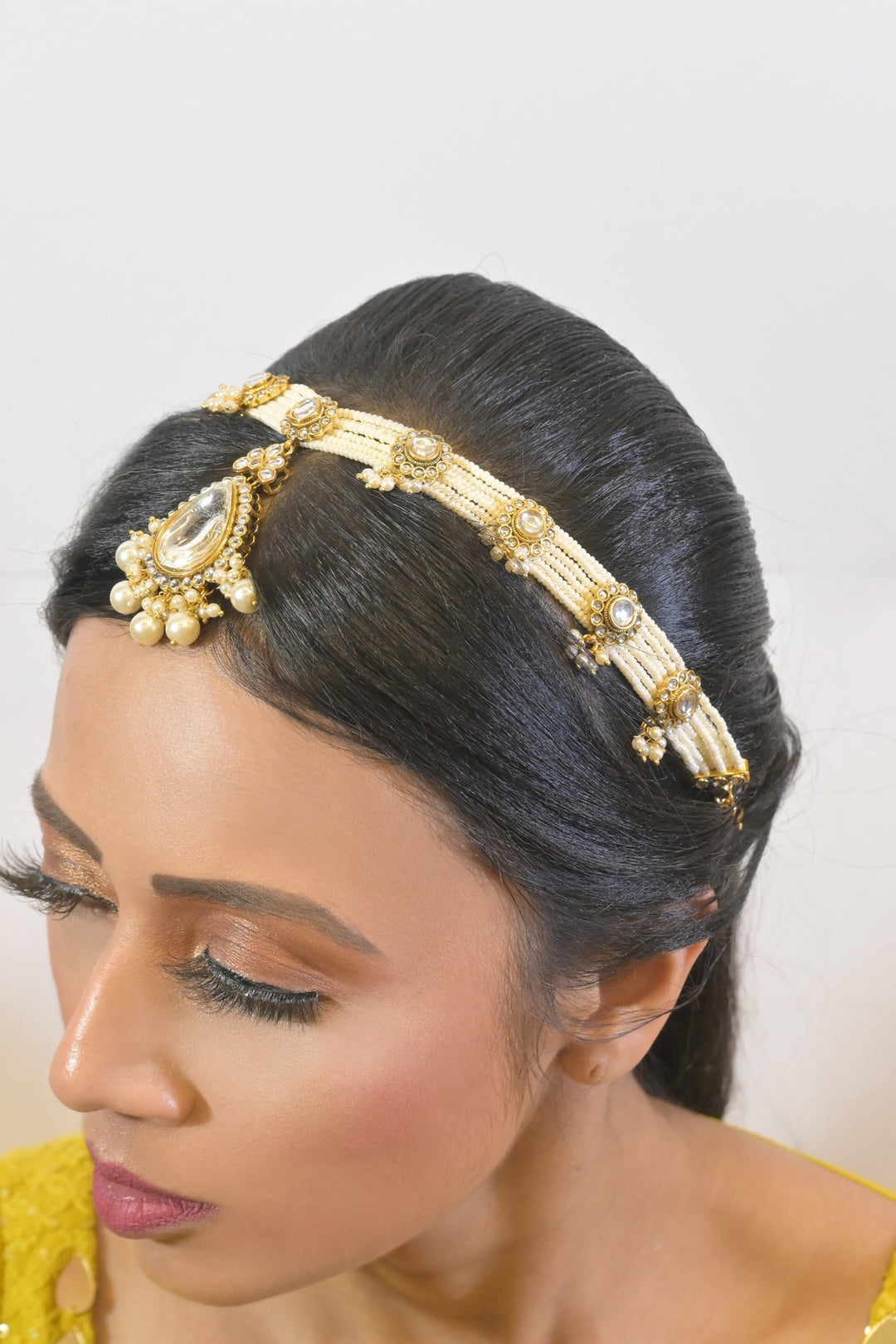 Saraswati Pearl Polki Mangtika With Sheeshpatti