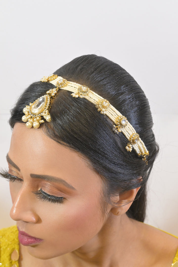 Saraswati Pearl Polki Mangtika With Sheeshpatti