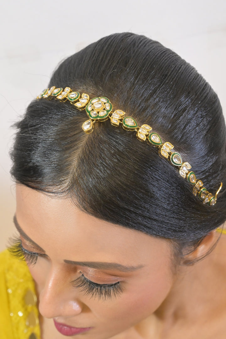 Meenakshi Green Kundan Sheeshpatti