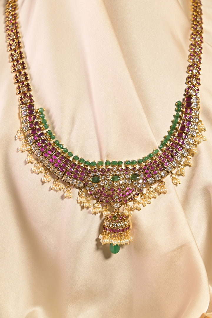 Radha Rani Ruby Green Temple Bridal Necklace