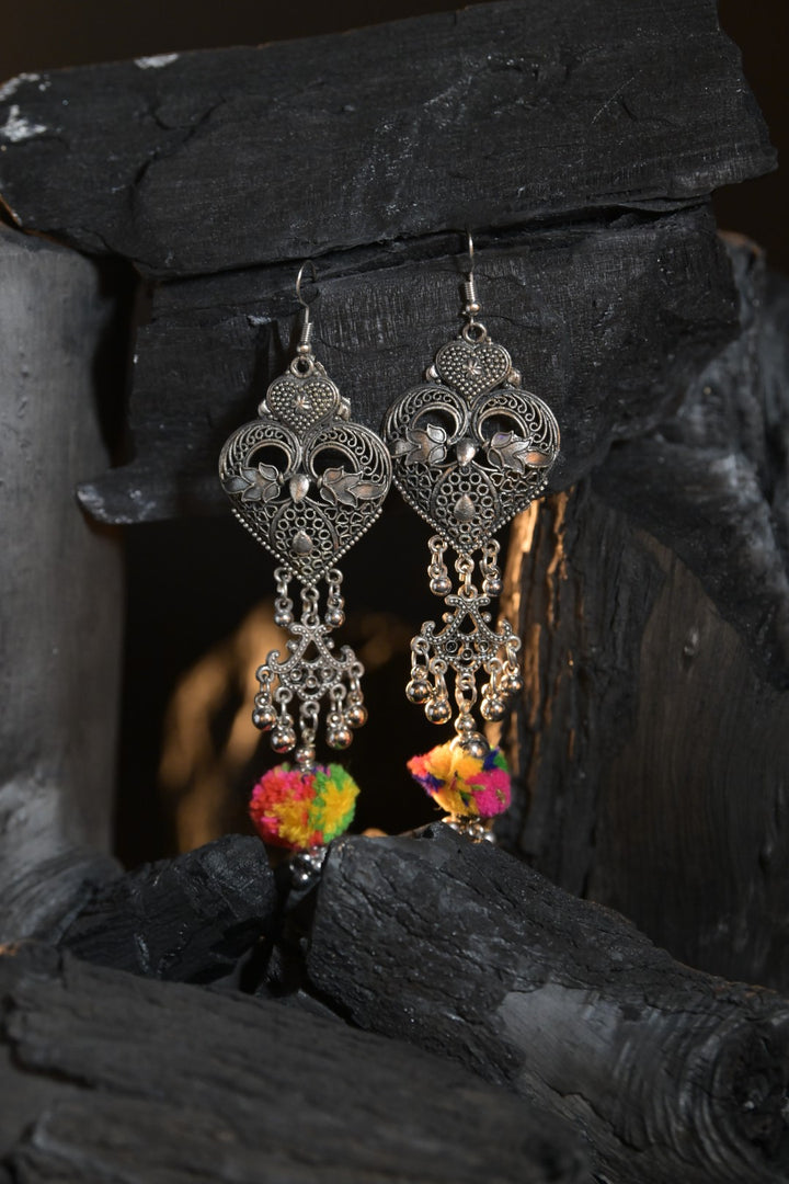 Jagadamba Gujarati Silver Jhumka Earrings