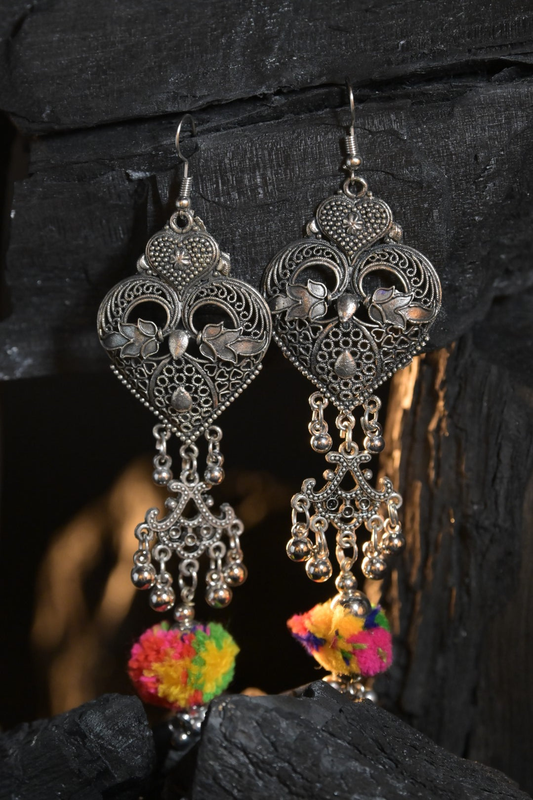 Jagadamba Gujarati Silver Jhumka Earrings