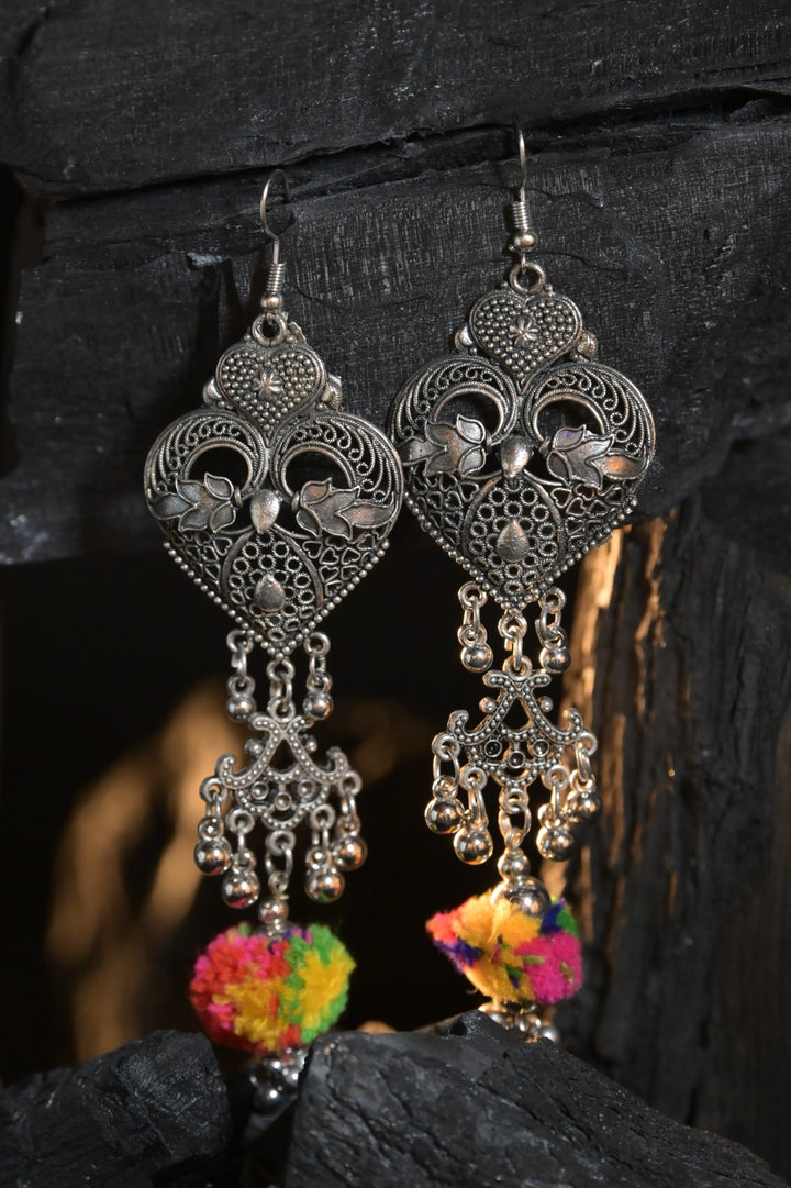 Jagadamba Gujarati Silver Jhumka Earrings