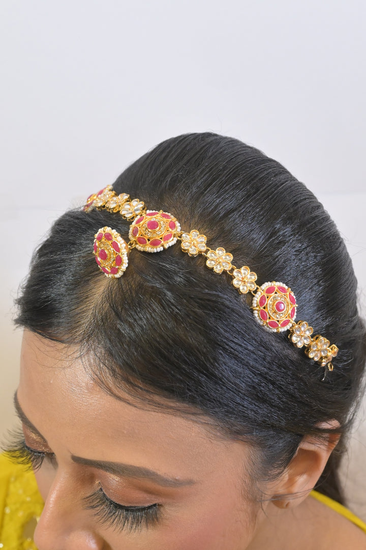 Rajasthani Green Kundan Maangtika With Bodla